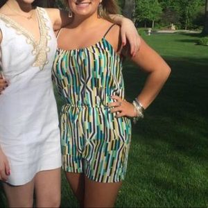 Lime Green, Navy, and White ROMPER